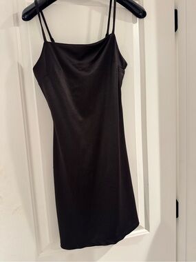 Altar'd State Black Mini Slip Dress with Double Spaghetti Straps